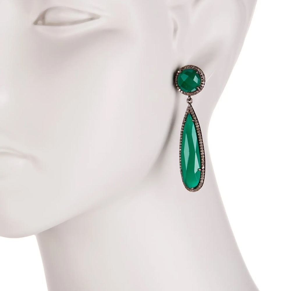 Green Teardrop Dangle Earrings - Women Jewelry Earrings